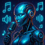 ciborgue falando no microfone.